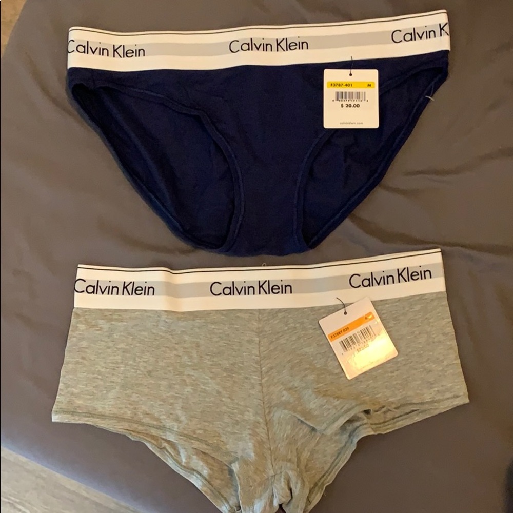Calvin Klein blue and gray panty set